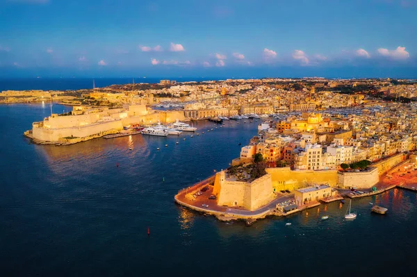 Valletta Málta Napnyugtakor Figyelembe Véve 2020 Novemberében Post Processed Exposure — Stock Fotó