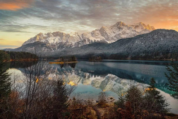 Eibsee Zuid Beieren Duitsland Genomen December 2020 Post Verwerkt Met — Stockfoto