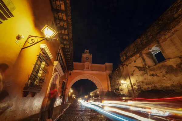 Antigua Guatemala Arch Scene Sunset Post Processed Using Exposure Bracketing — Stock Photo, Image