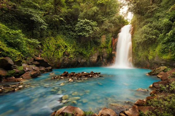 Catarata Volcán Tenorio Selva Costa Rica Post Procesada Usando Paréntesis — Foto de Stock