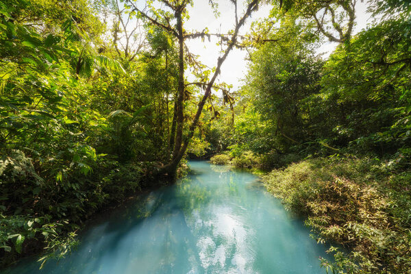 Volcan Tenorio Waterfall in the Jungle in Costa Rica, post processed using exposure bracketing