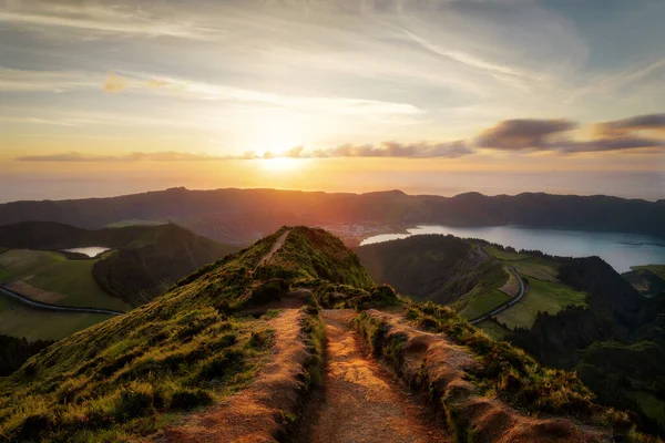 Vulkansee Lagoa Azul Auf Der Insel Sao Miguel Azoren Nachbearbeitet — Stockfoto