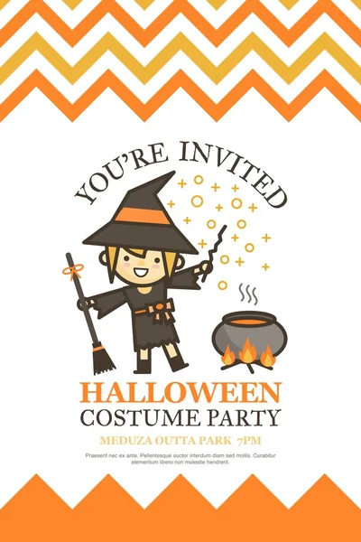 Biglietto d'invito di Halloween per la festa in costume — Vettoriale Stock