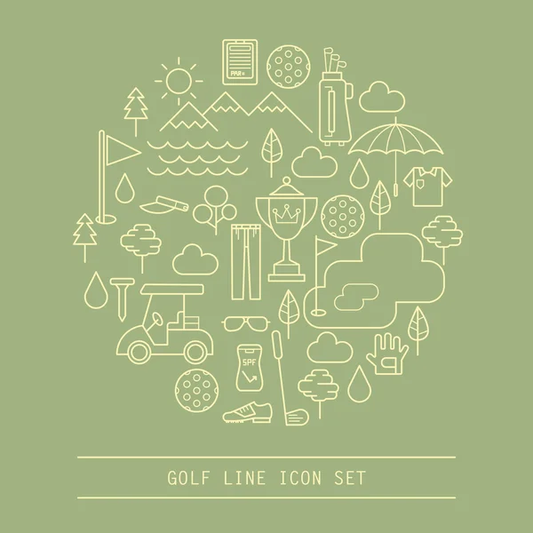 Set of golf line icons — Stock Vector