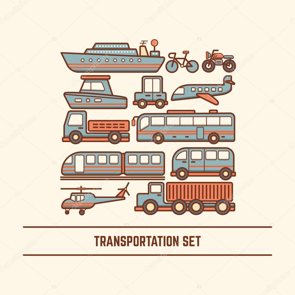 Transportation set various type
