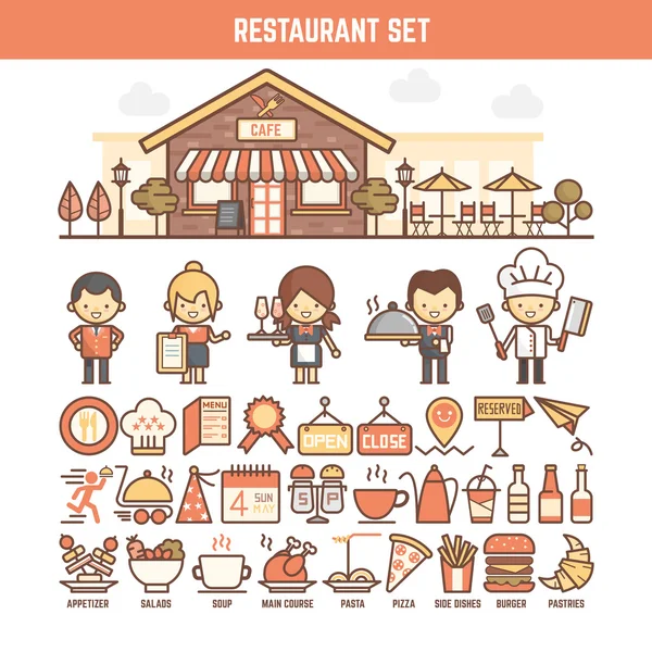 食品和餐厅为图表的元素 — 图库矢量图片