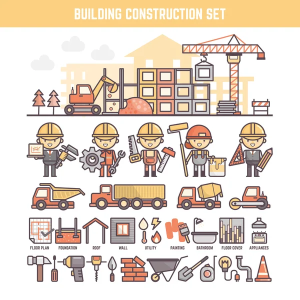 Budynku i budowa strony elementy Infografika — Wektor stockowy