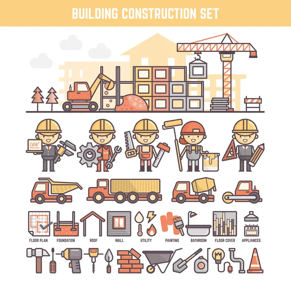 Bygg- och anläggningsbranschen webbplats element för infographics — Stock vektor