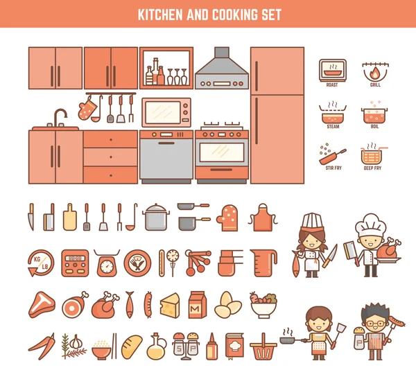 Cucina e cottura elementi infografici per bambini — Vettoriale Stock