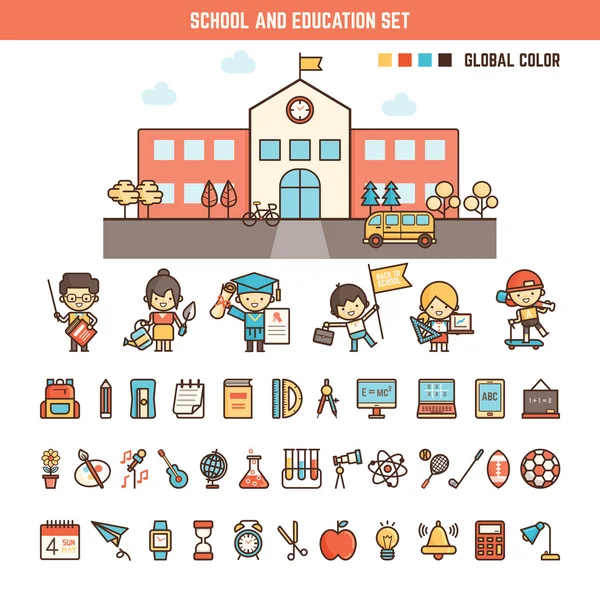 Elementi infografici scolastici ed educativi per bambini Illustrazione Stock