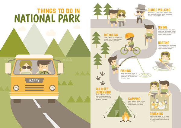 Infographics cartoon character about national park