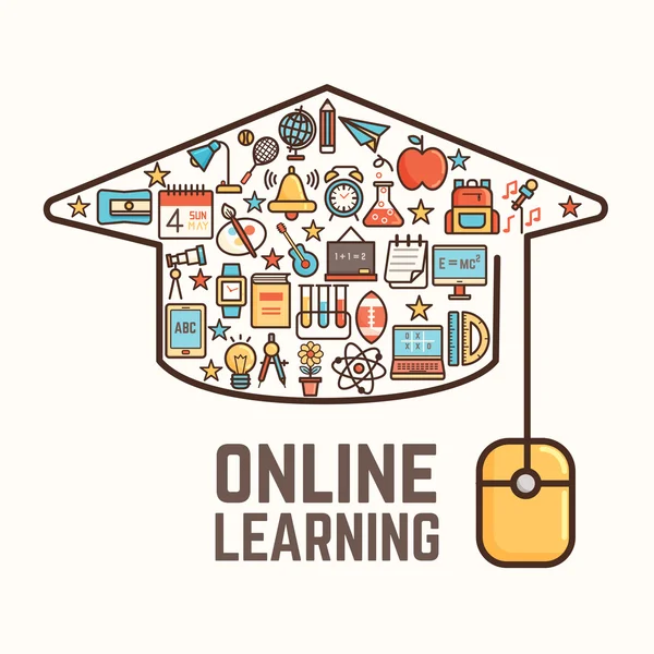 Online leren conceptuele achtergrond — Stockvector