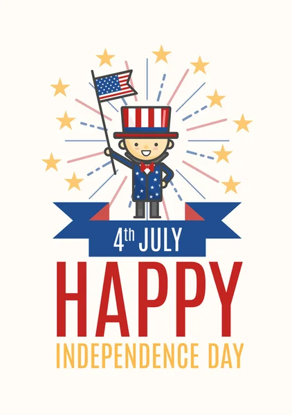 Negyedik július függetlenség napja kártya — Stock Vector