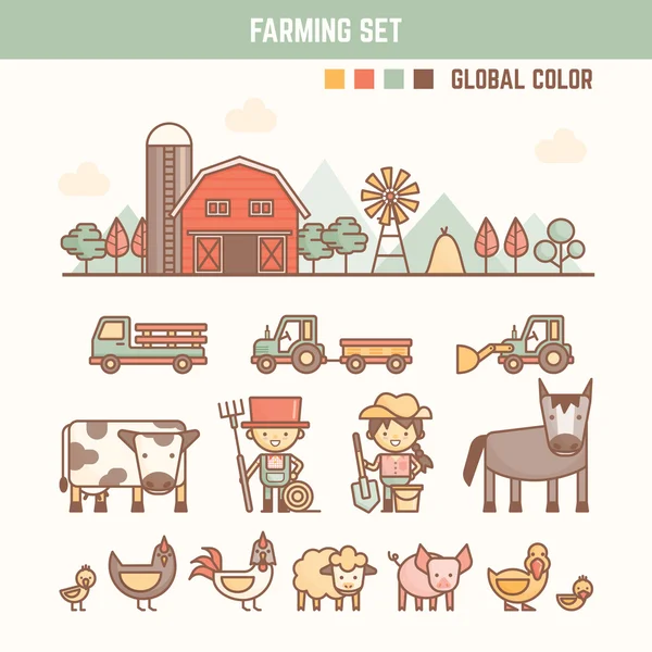 Elementi di agricoltura e agricoltura per bambini Vettoriali Stock Royalty Free