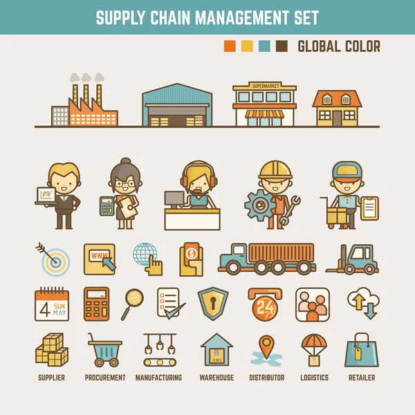 Éléments infographiques de la chaîne d'approvisionnement — Image vectorielle