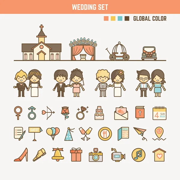 Elementos de infografía de boda para niños — Vector de stock
