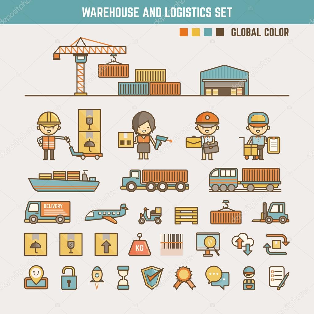 warehouse and logistics infographic elements