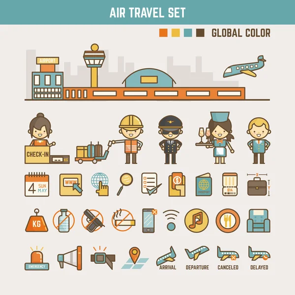 Elementi infografici di viaggio aereo per elementi — Vettoriale Stock