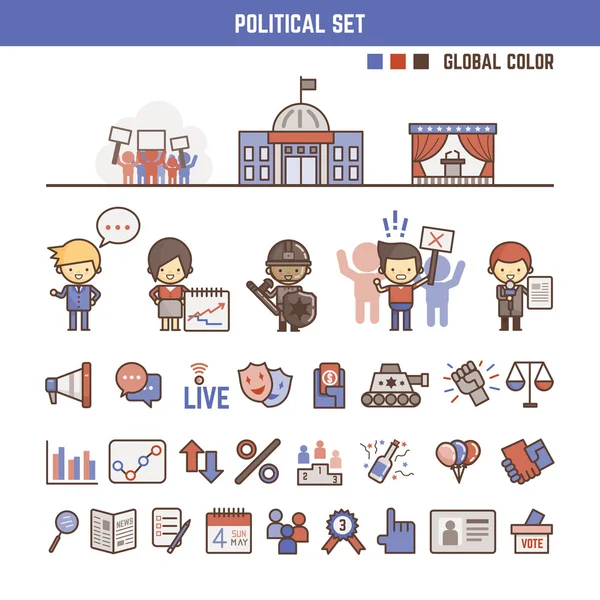 Политические инфографические элементы для детей — стоковый вектор