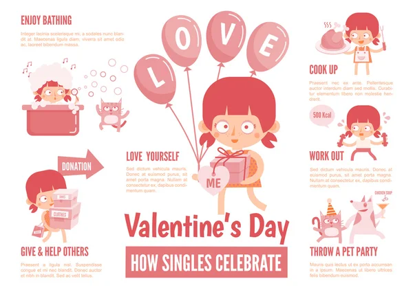I single celebrano il giorno di San Valentino — Vettoriale Stock
