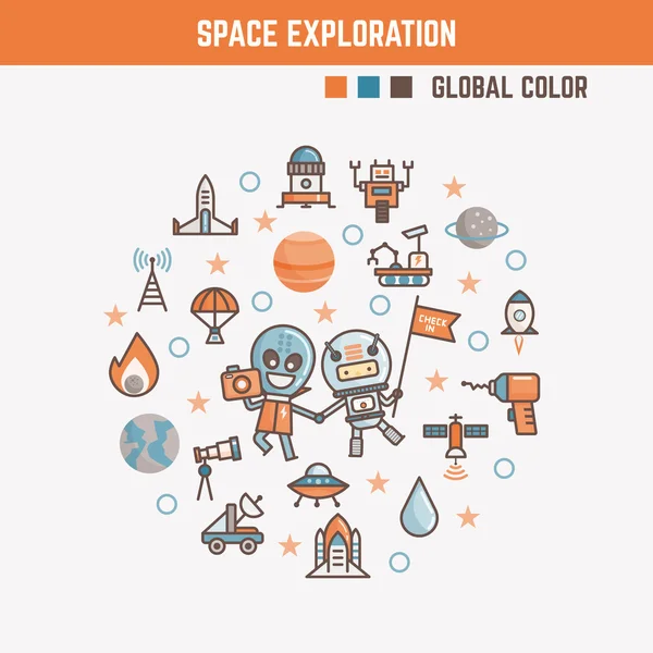 Elementi infografici per l'esplorazione spaziale — Vettoriale Stock