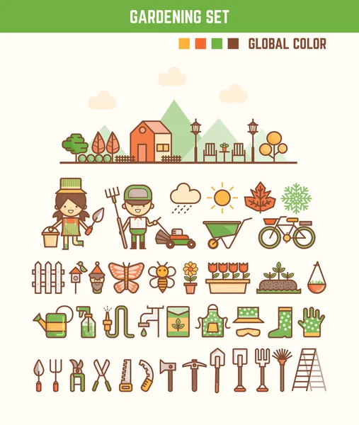 Infographic elements for kids about gardening — Stock Vector