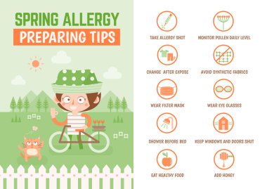 infographic spring allergy preparation tips clipart