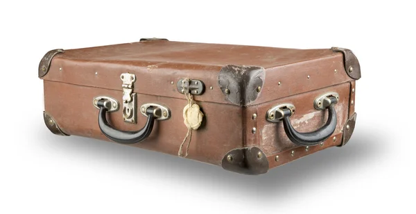 पुराने सूटकेस सफेद पर अलग — स्टॉक फ़ोटो, इमेज