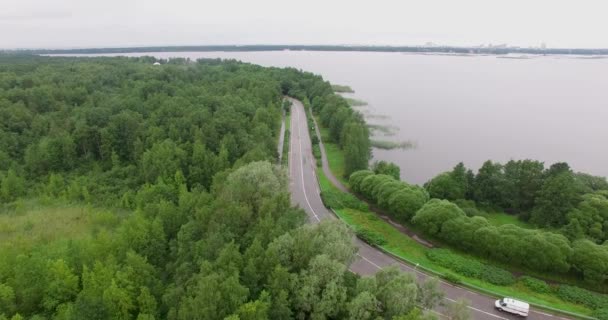 Ambulance Driving Highway Bay Aerial View — Stock Video