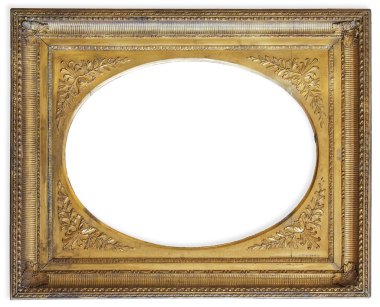 Altın çerçeve üzerinde beyaz izole