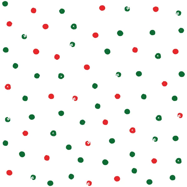 Vánoční vektorový bod pozadí. Červená a zelená polka tečka na bílém pozadí. Polka tečka pozadí — Stockový vektor