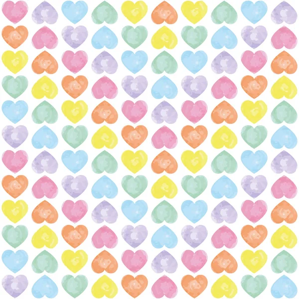 Seamless vector pattern with small multicolored hearts. the colors of the rainbow, zigzagSeamless hearts pattern. Hand drawn — Διανυσματικό Αρχείο