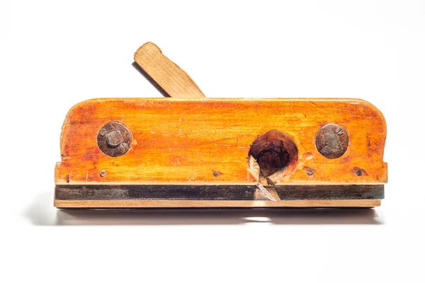 Velho jointer de madeira vintage Veritas Plow Plane isolado em um fundo branco — Fotografia de Stock