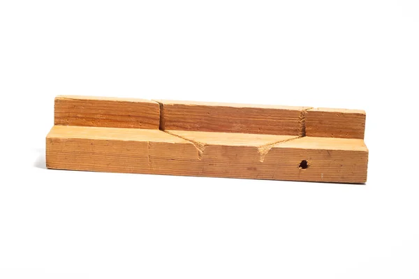Vintage Wooden Carpentry Tool - Mitre Block ізольований на білому фоні — стокове фото