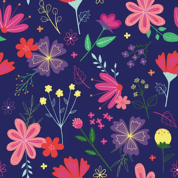 Χαριτωμένο Μοτίβο Μικρό Λουλούδι Μικρά Πολύχρωμα Λουλούδια Ditsy Φόντο Λουλουδιών — Διανυσματικό Αρχείο