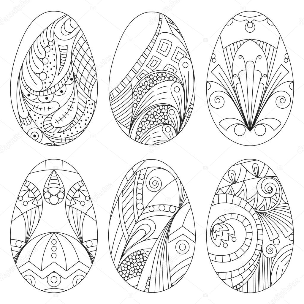 Zentangle vector easter eggs for coloring book for adult