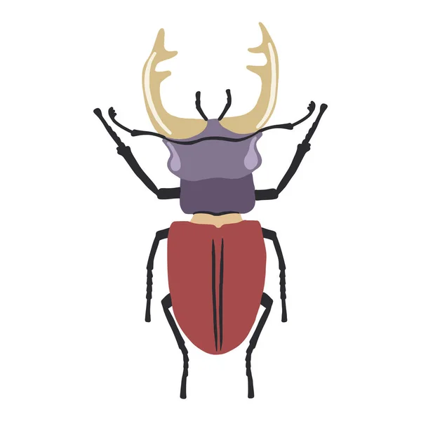 Ilustracja wektorowa kolorowego chrząszcza jelenia, wyizolowanego na białym tle — Wektor stockowy