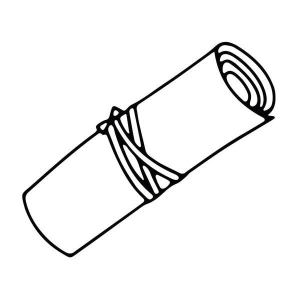 Прокрутка Пов Язана Мотузкою Каракулі Рука Намальована Векторна Ілюстрація Чорному — стоковий вектор