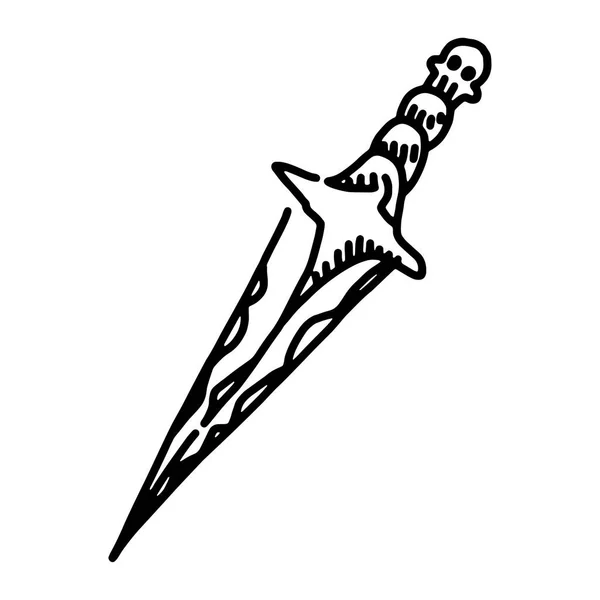 Dagger Doodle Estilo Esboço Ilustração Mão Desenhado Vetor Punhal Ilustração — Vetor de Stock