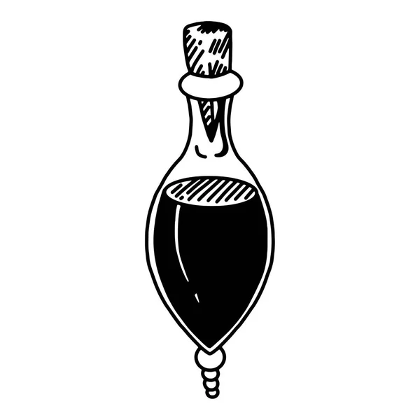 Μαγικό Δηλητηριώδες Φίλτρο Φιάλη Κρανίο Μαγικό Αντικείμενο Μάγισσας Χέρι Ζωγραφισμένο — Διανυσματικό Αρχείο