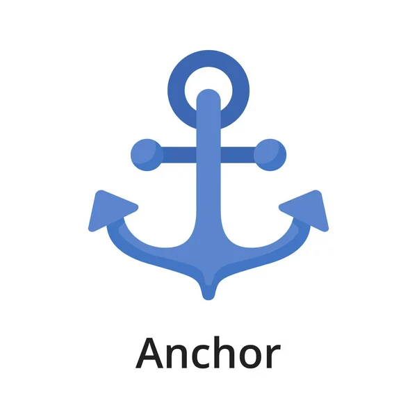 Anchor Flat Vector Illustration Single Object Icon Design White — Stock Vector