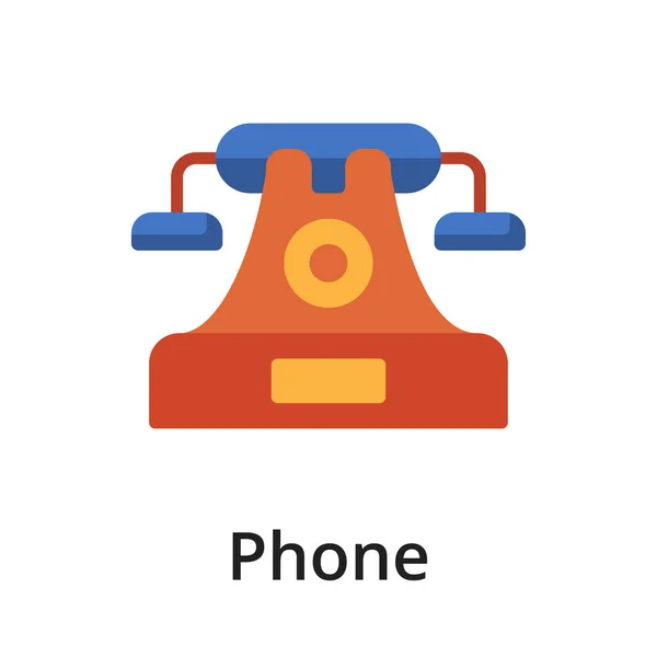 Telefoon Platte Vector Illustratie Eén Object Ikoon Voor Ontwerp Wit — Stockvector