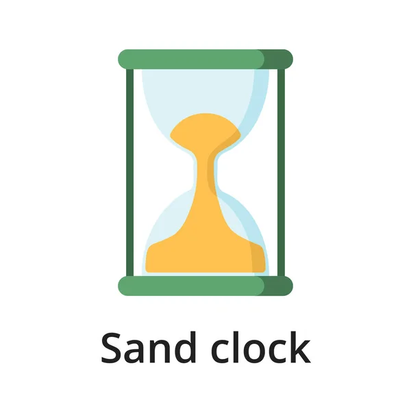 Sand Clock Flat Vector Illustration Single Object Icon Design White — Stock Vector