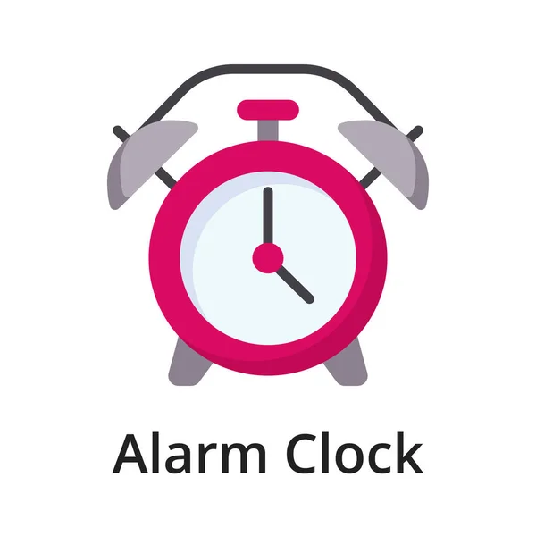 Alarm Clock Flat Vector Illustration Single Object Icon Design White — Stock Vector