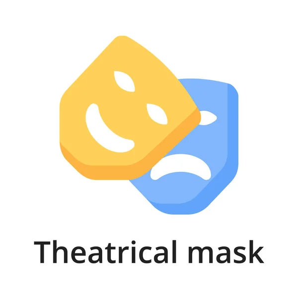 Máscara Teatral Ilustración Vectorial Plana Objeto Único Icono Para Diseño Vector de stock