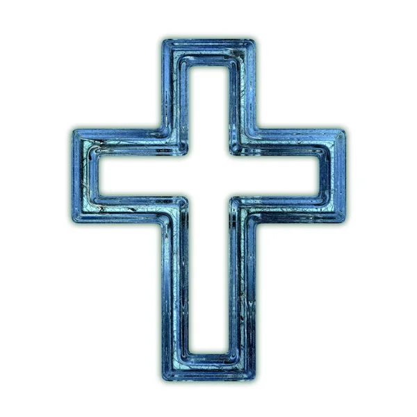 Křesťanský kříž. Prasklé sklo. — Stock fotografie