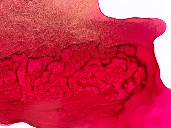 Aquarela rosa com salpicos de ouro. Textura de tinta de álcool. — Fotografia de Stock