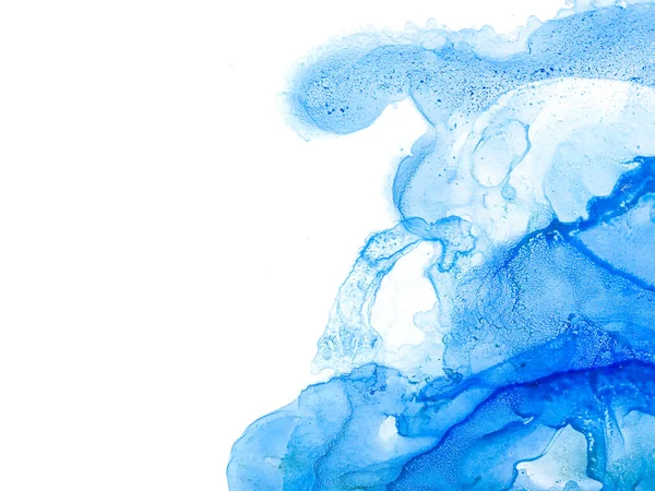 Aquarela azul respingo. Textura de pintura de tinta de álcool. — Fotografia de Stock
