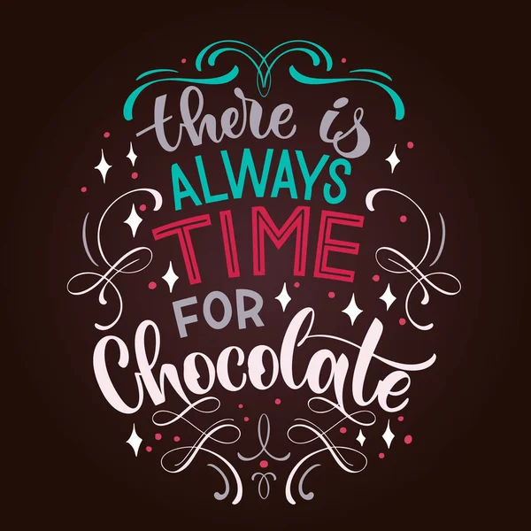 チョコレートハンドレタリングカラフルな引用 — ストックベクタ