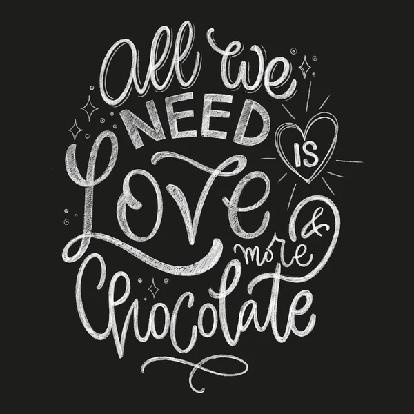 Cioccolato mano citazioni lettering gesso. — Vettoriale Stock